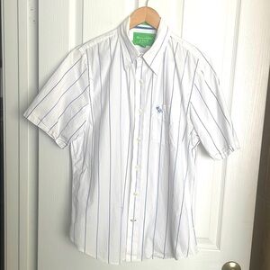 Abercrombie and Fitch - White and Blue Striped Short Sleeve Shirt
